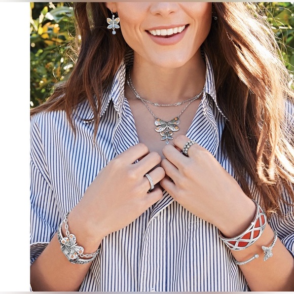 Brighton Garden Wing Butterfly Bracelet and Earring Jewelry Set - Silver/Enamel - Picture 6 of 6